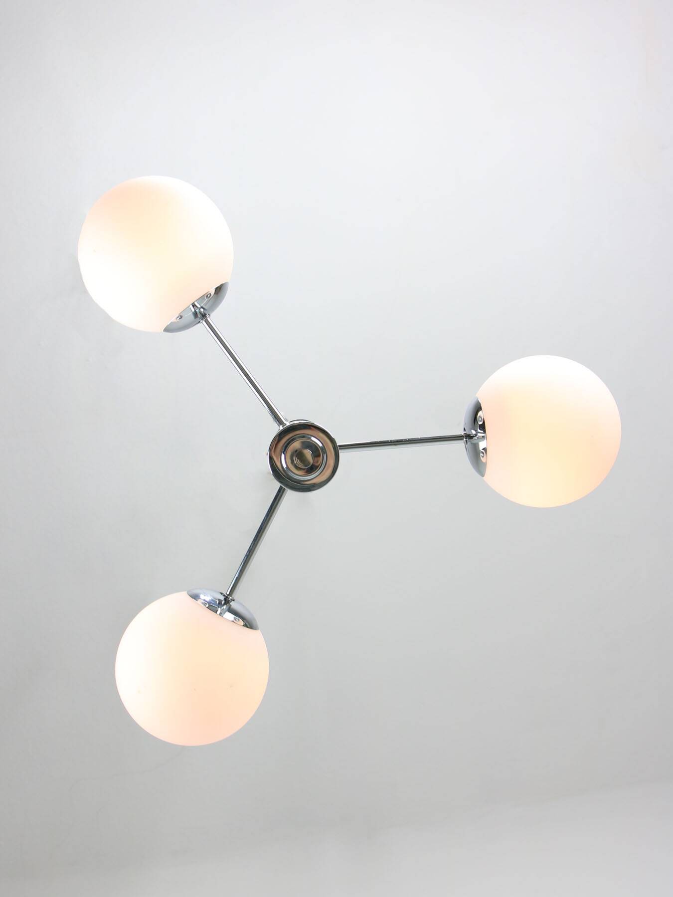 Vintage Italian Chrome and Opaline Chandelier