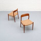 Niels Möller Model 75 Paper Cord Dining Chairs