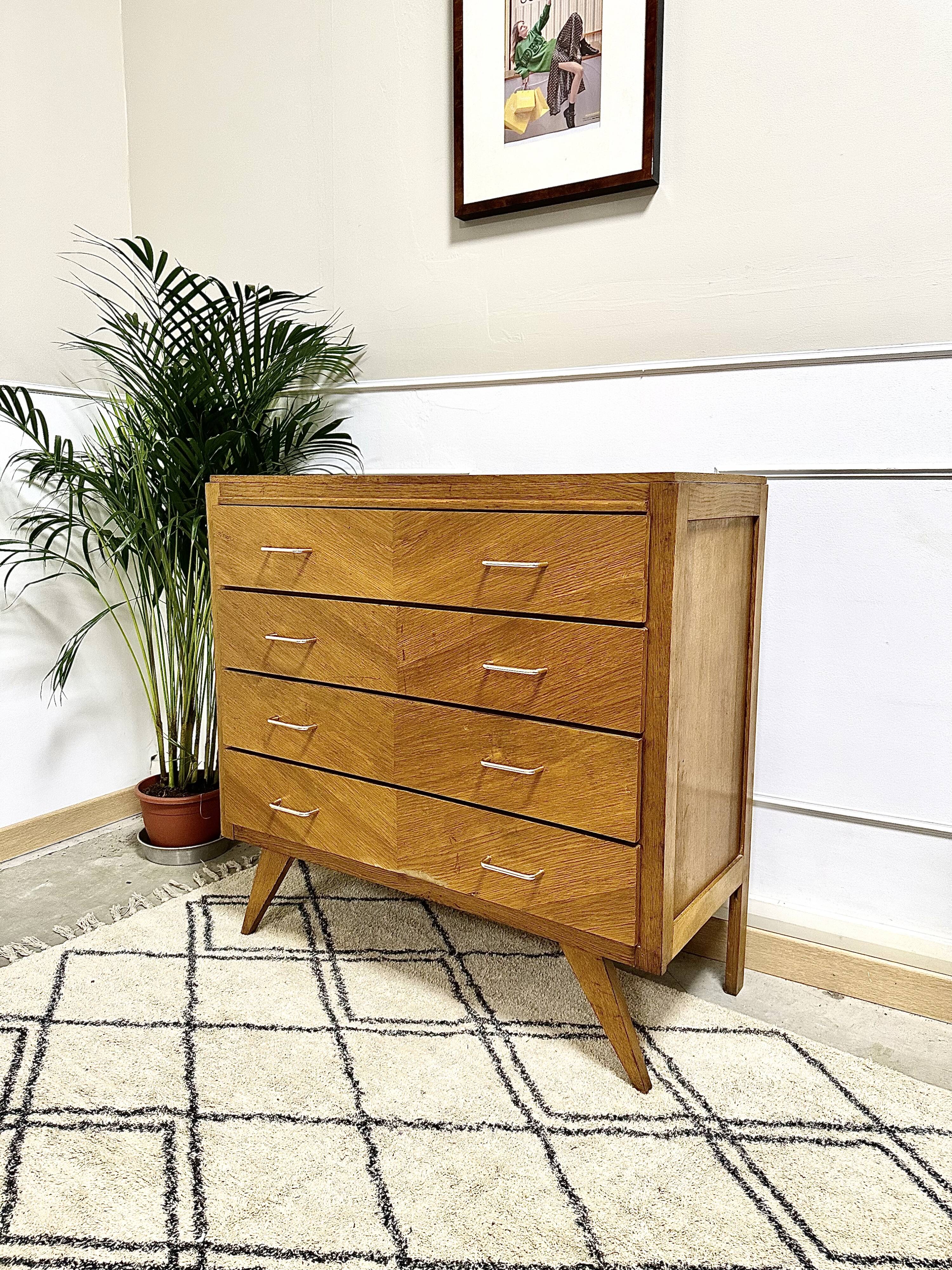 Vintage chest of drawers compass feet