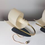 Pair of vintage wall lamps from the 1950s in brass.