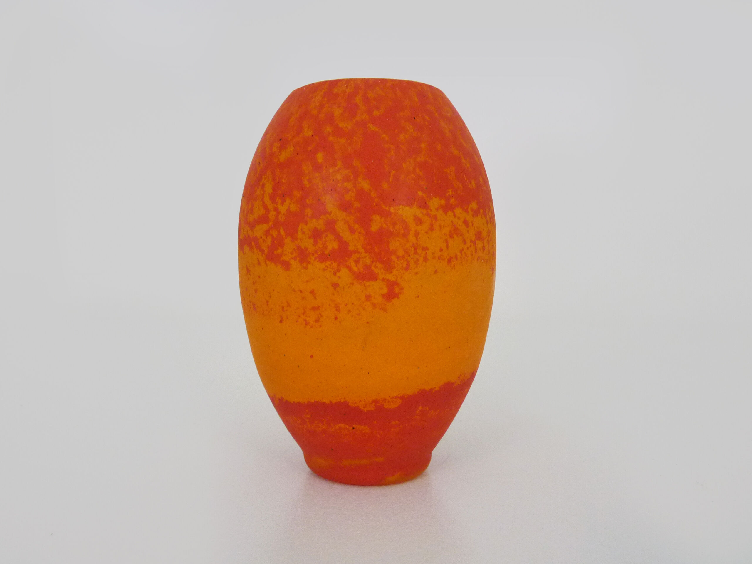 Ovoid Art Nouveau vase with annular neck VAL orange glass paste, Daum Nancy