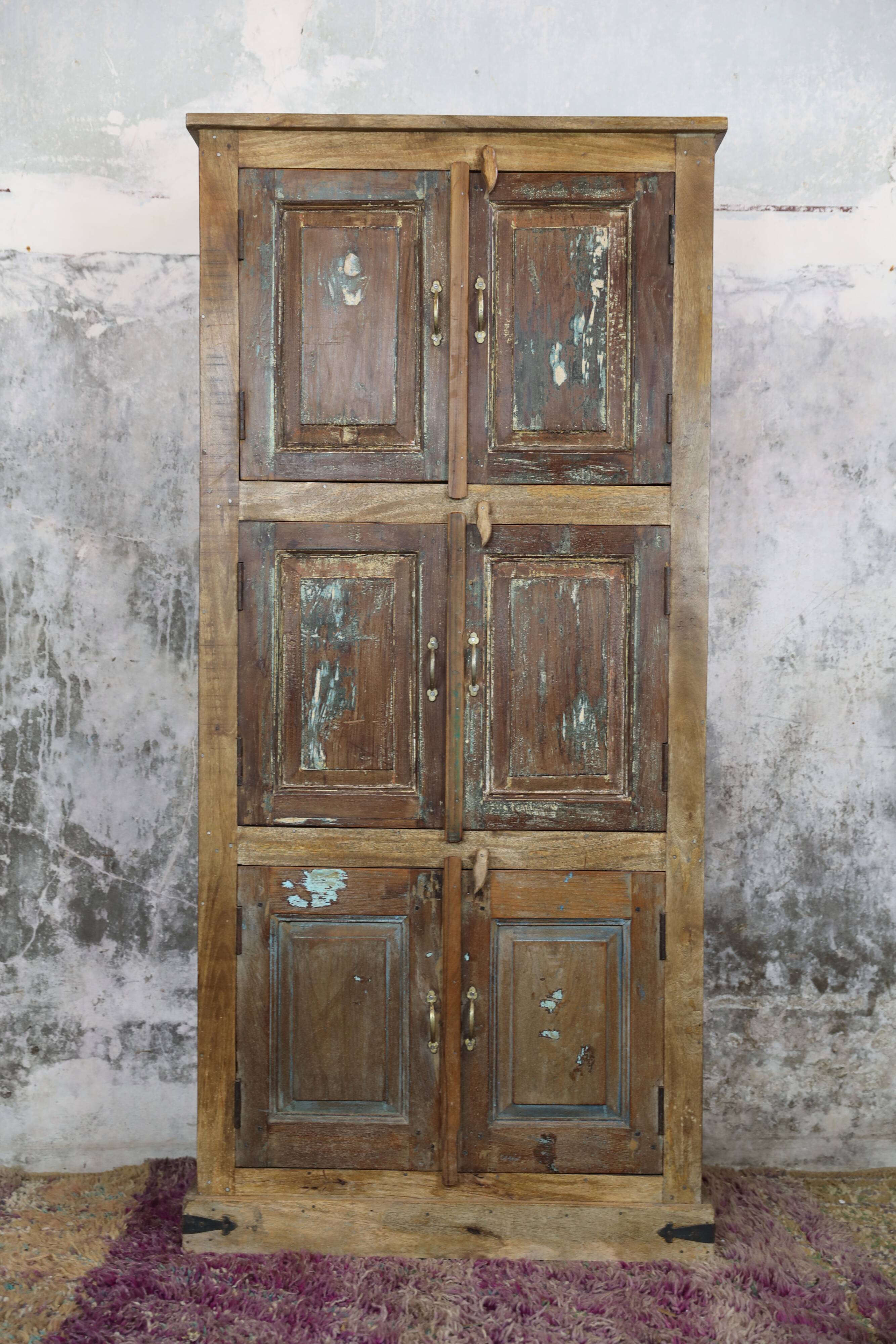 Indian storage cabinet 3 levels with 6 mango doors, unique piece