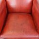Fauteuil peint en rouge en cuir de mouton
