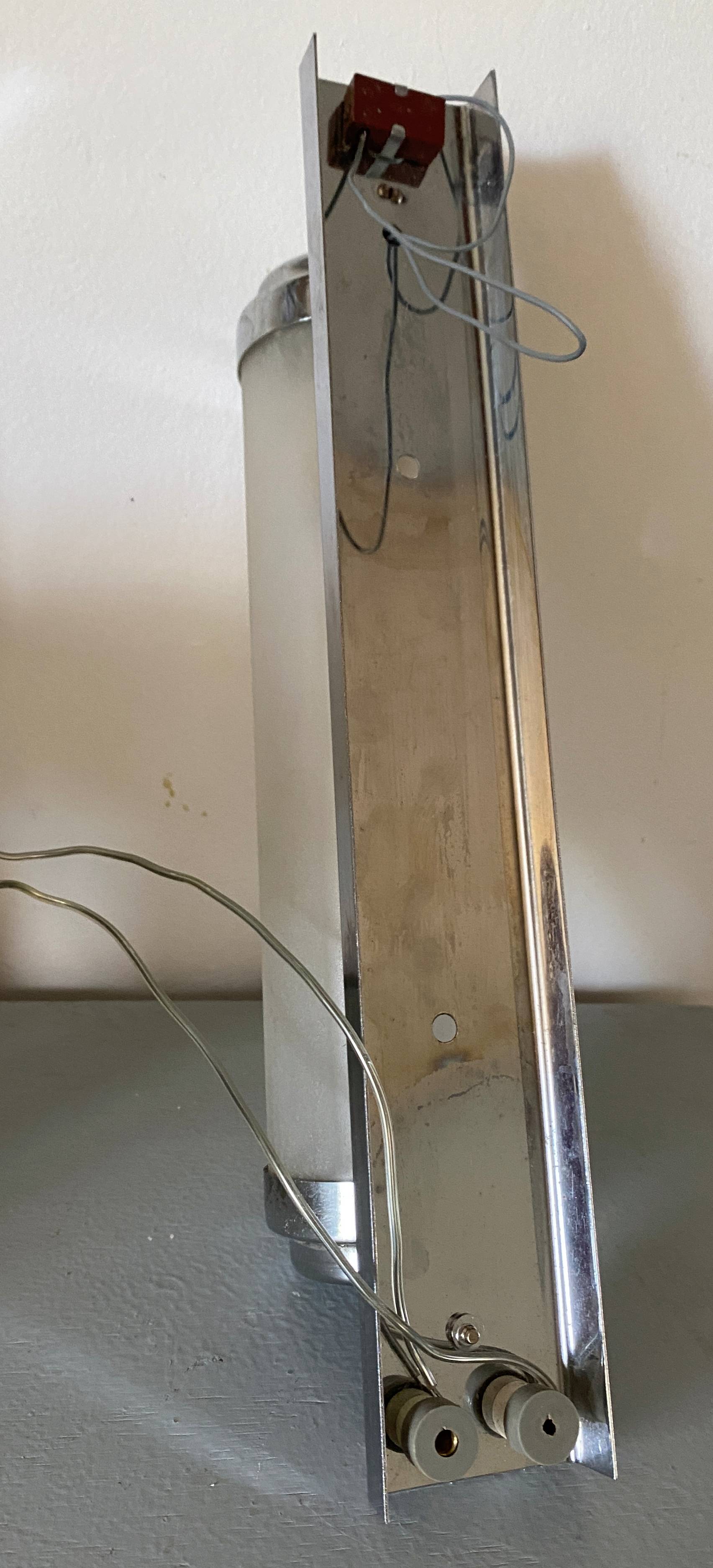Lamp wall lamp vintage tube sandblasted glass and mounting chrome