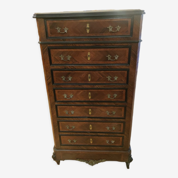 Weekly cabinet in rosewood from Rio and India and blackened pear Napoleon III