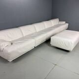 Leather 5-seater sofa "Fiandra" by Vico Magistretti for Cassina, 1970, Italy