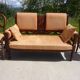 Ancienne banquette en bois et velours