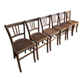 Set of 6 vintage French bistro chairs – Beech, 1950s