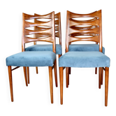 Chaises vintage danoises bleu turquoise - ensemble de 4 - super ensemble