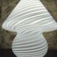 White striped Murano mushroom lamp / swirl – Vintage 1970 – Perfect