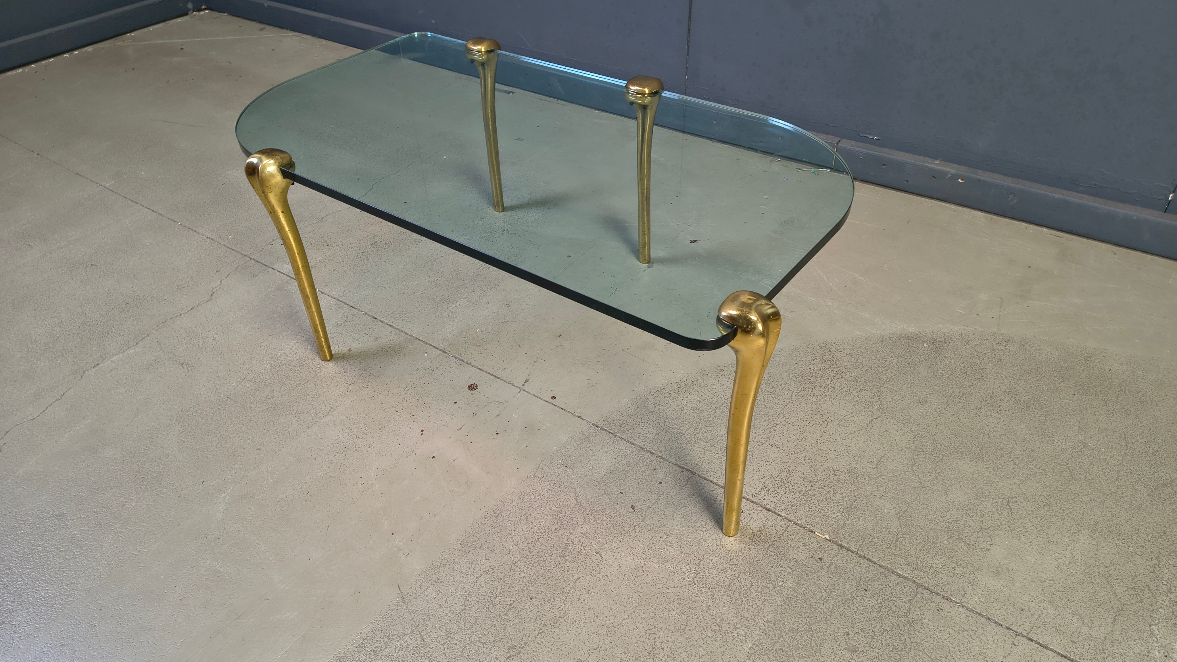 Brass and glass coffee table, 1970s