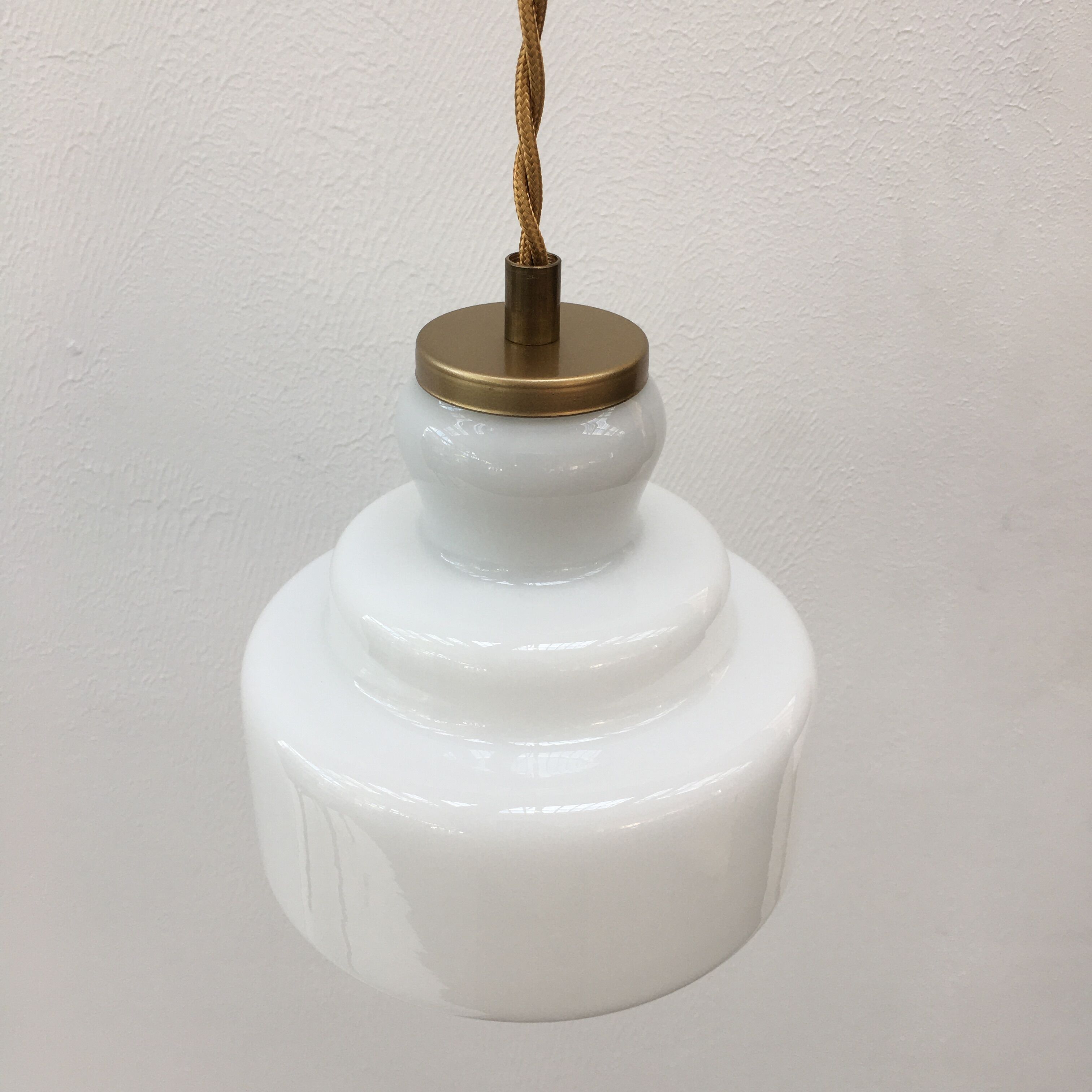 Art Deco pendant lamp in white opaline
