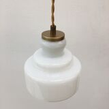 Art Deco pendant lamp in white opaline