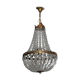 Lustre mongolfière à pampilles et bronze