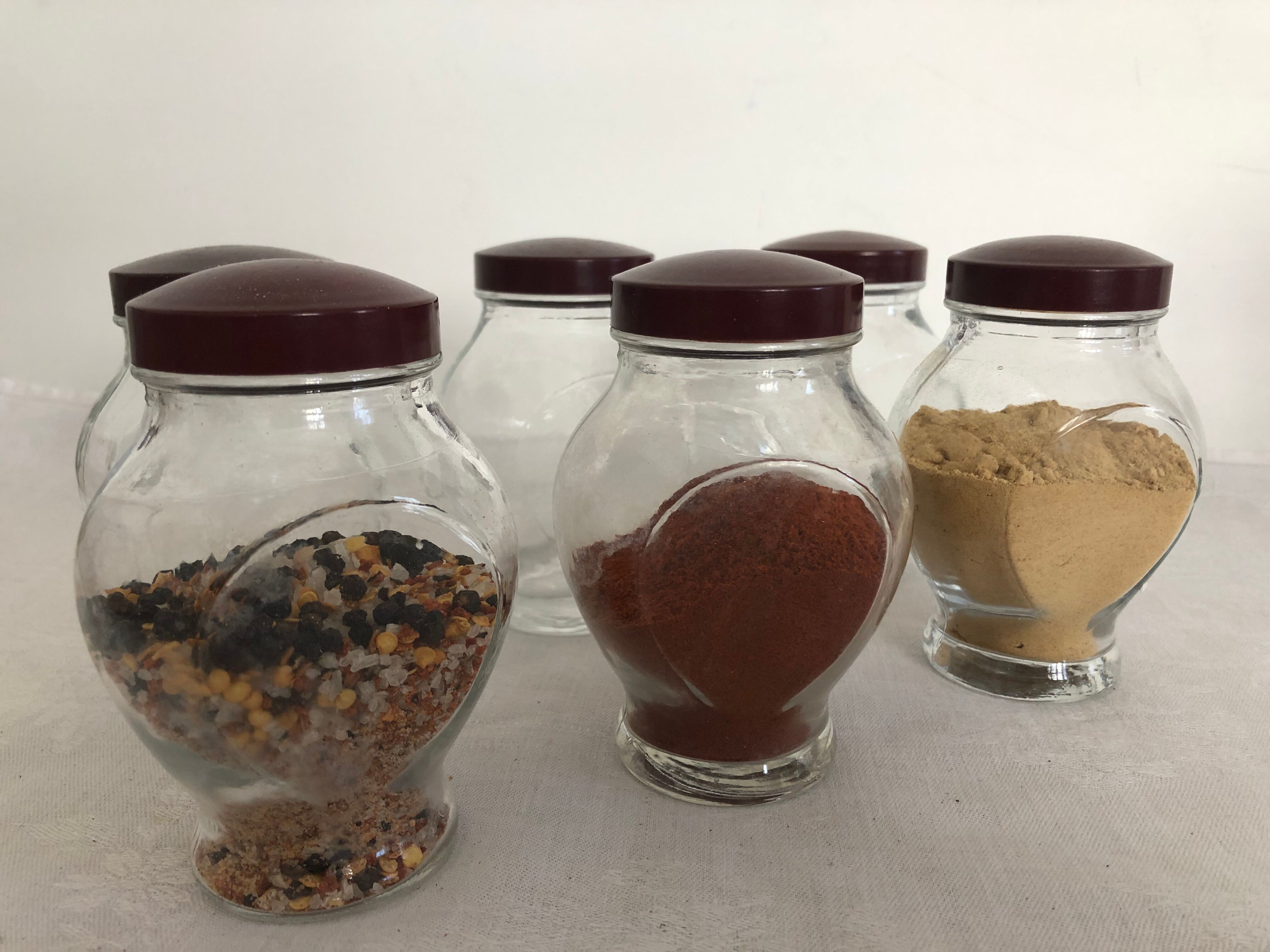 Trio de bocaux à épices, bouchon bakelite