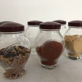 Trio of spice jars, bakelite cork