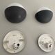 Round black metal wall lights, small and large set, by Bega, 1970s, Germany.