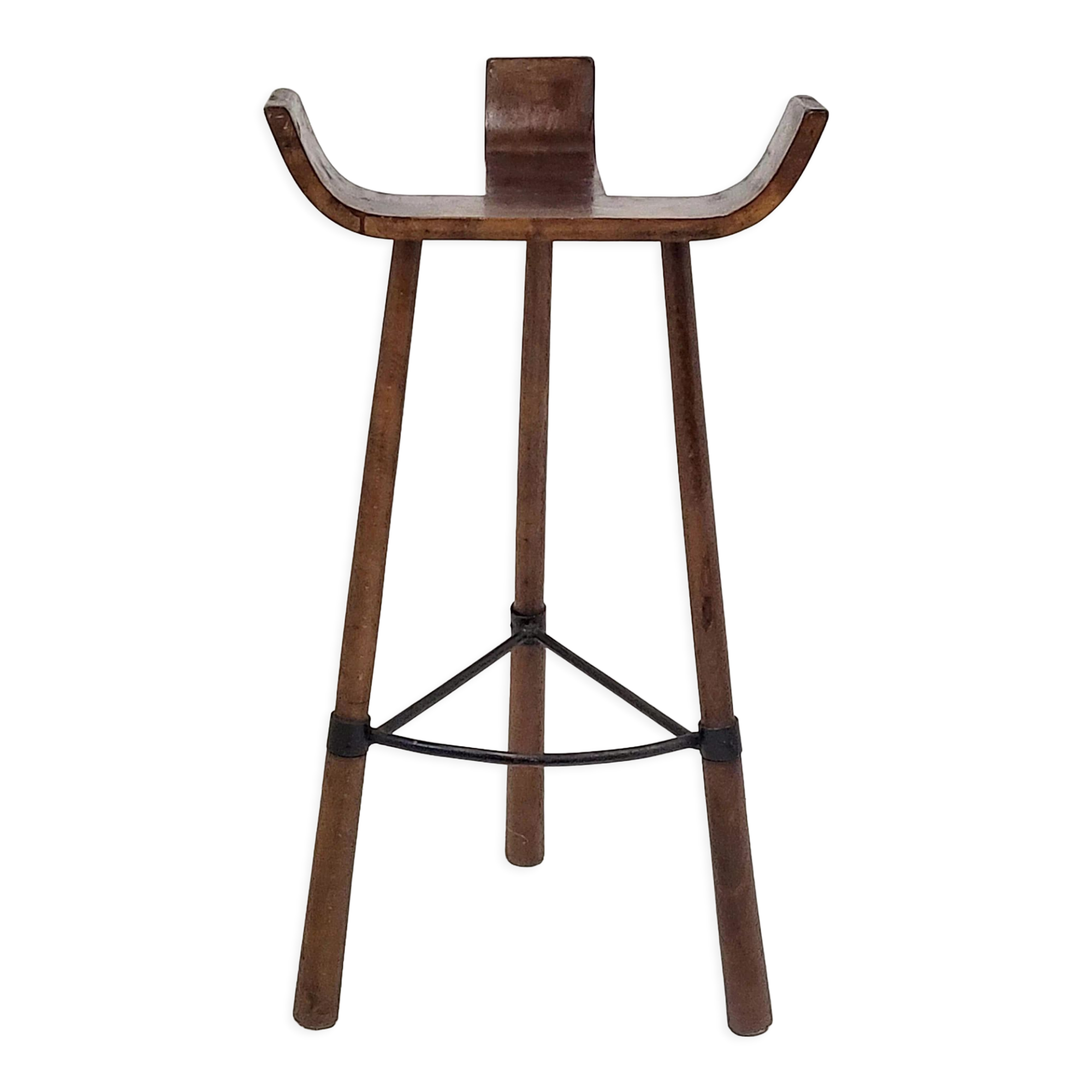 Brutalist tripod high stool 1960 vintage