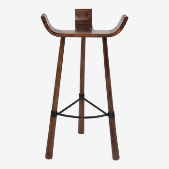 Brutalist tripod high stool 1960 vintage