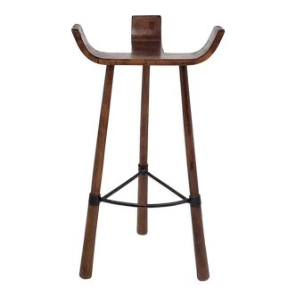 Brutalist tripod high stool 1960 vintage