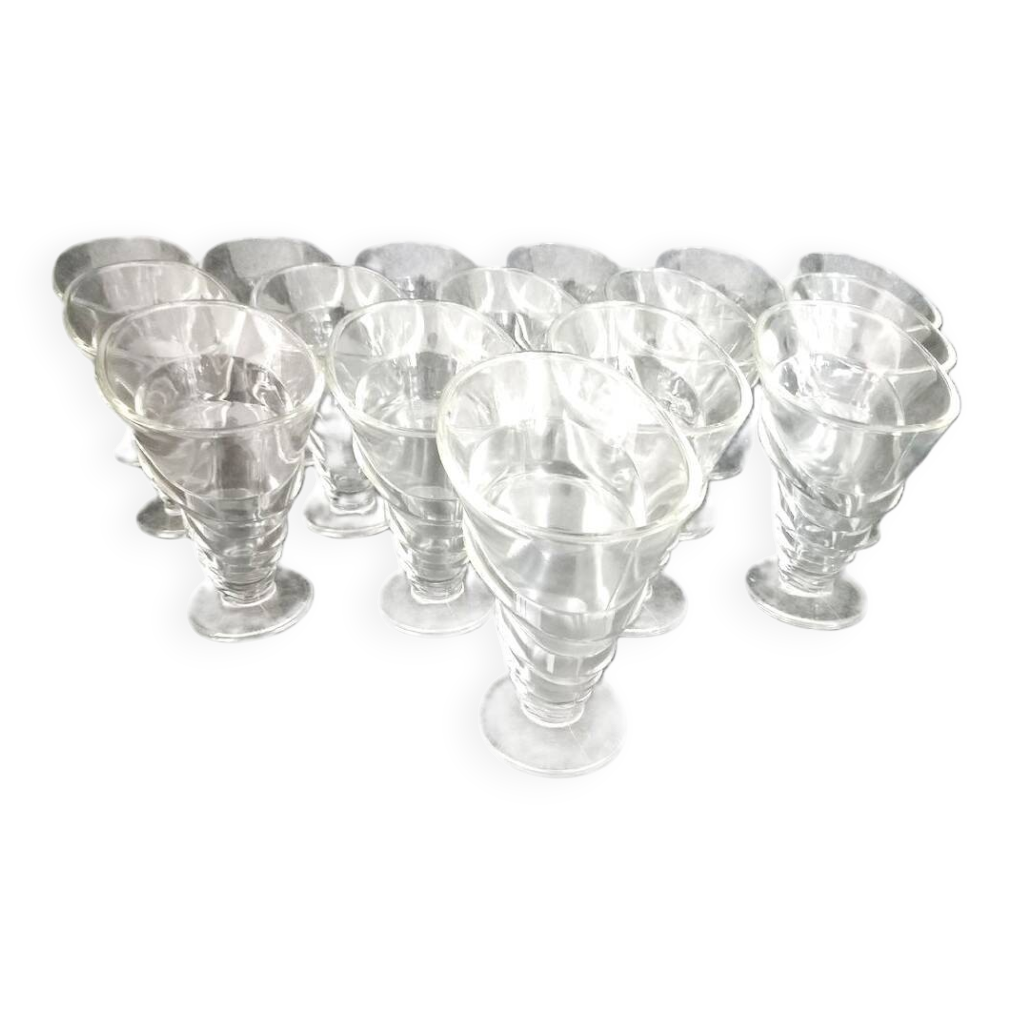 16 molded glass dessert/ice cream/fruit bowls, 1980s vintage