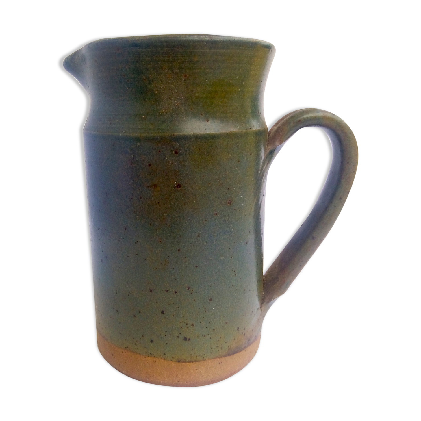 Khaki green enamelled pitcher