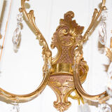 Old brass sconce with glass drops