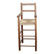Chaise haute enfant vintage en bois et assise paillée