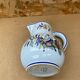 Old pitcher decor rouen geo martel white ceramic vintage flower decor #b644