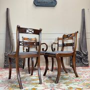Pair of Armchairs and Pair of Chairs in Mahogany, 20th Century