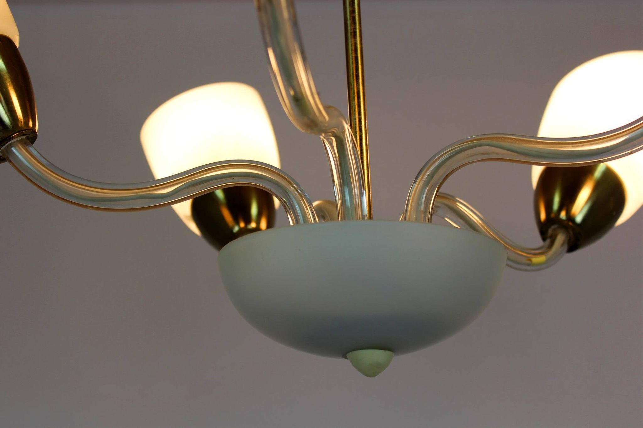 Mid-century steel & glass pendant lamp, 1960s