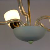 Mid-century steel & glass pendant lamp, 1960s