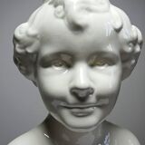Very rare large faience bust from Sarreguemines, antique Art Deco.