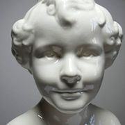 Very rare large faience bust from Sarreguemines, antique Art Deco.