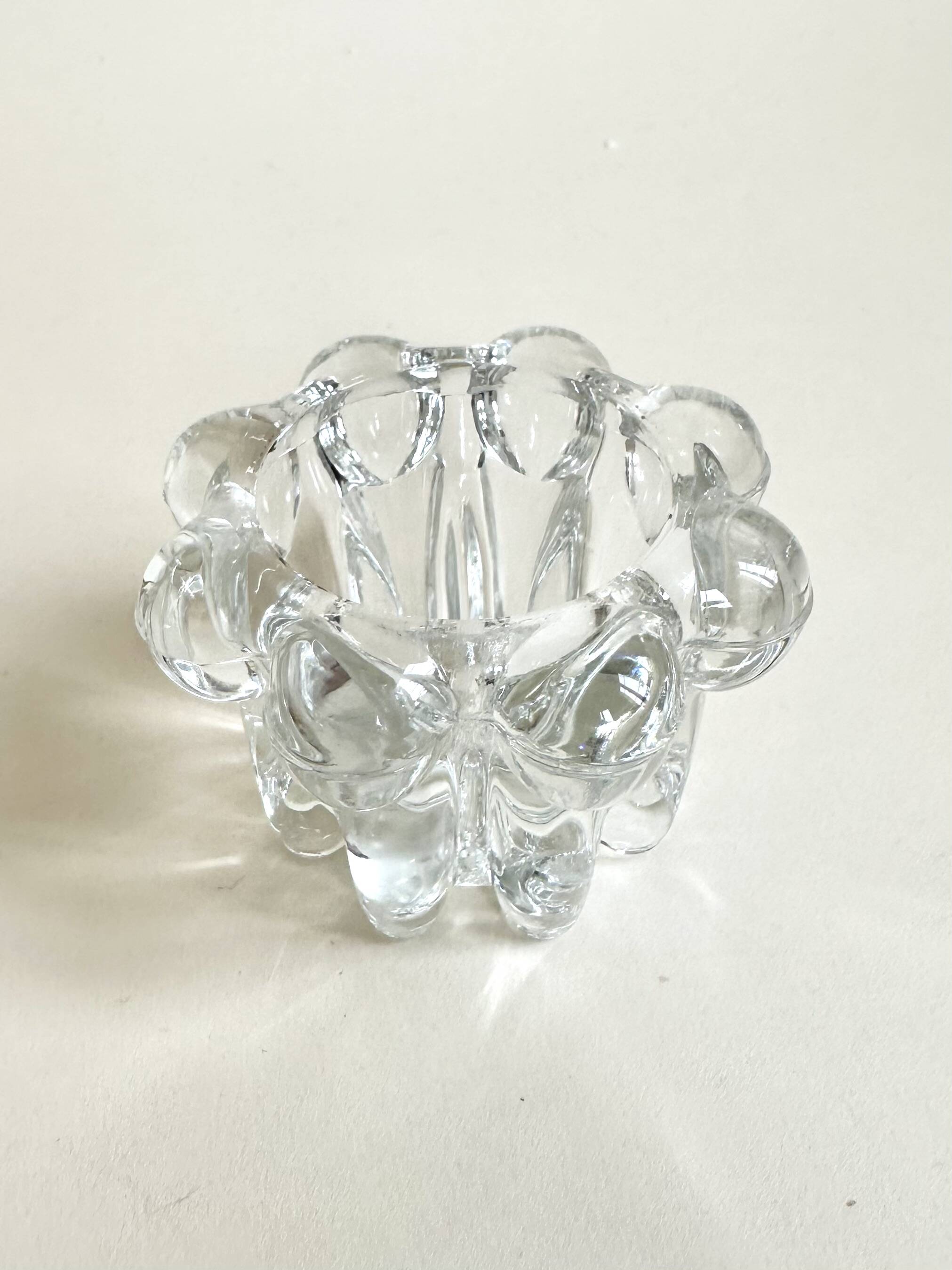 Moulded glass candlestick