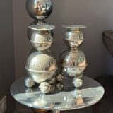 Set of 2 chrome Swedish chandeliers, 1960s style.