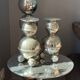 Set of 2 chrome Swedish chandeliers, 1960s style.