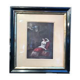 Lithograph of a woman lying in the forest