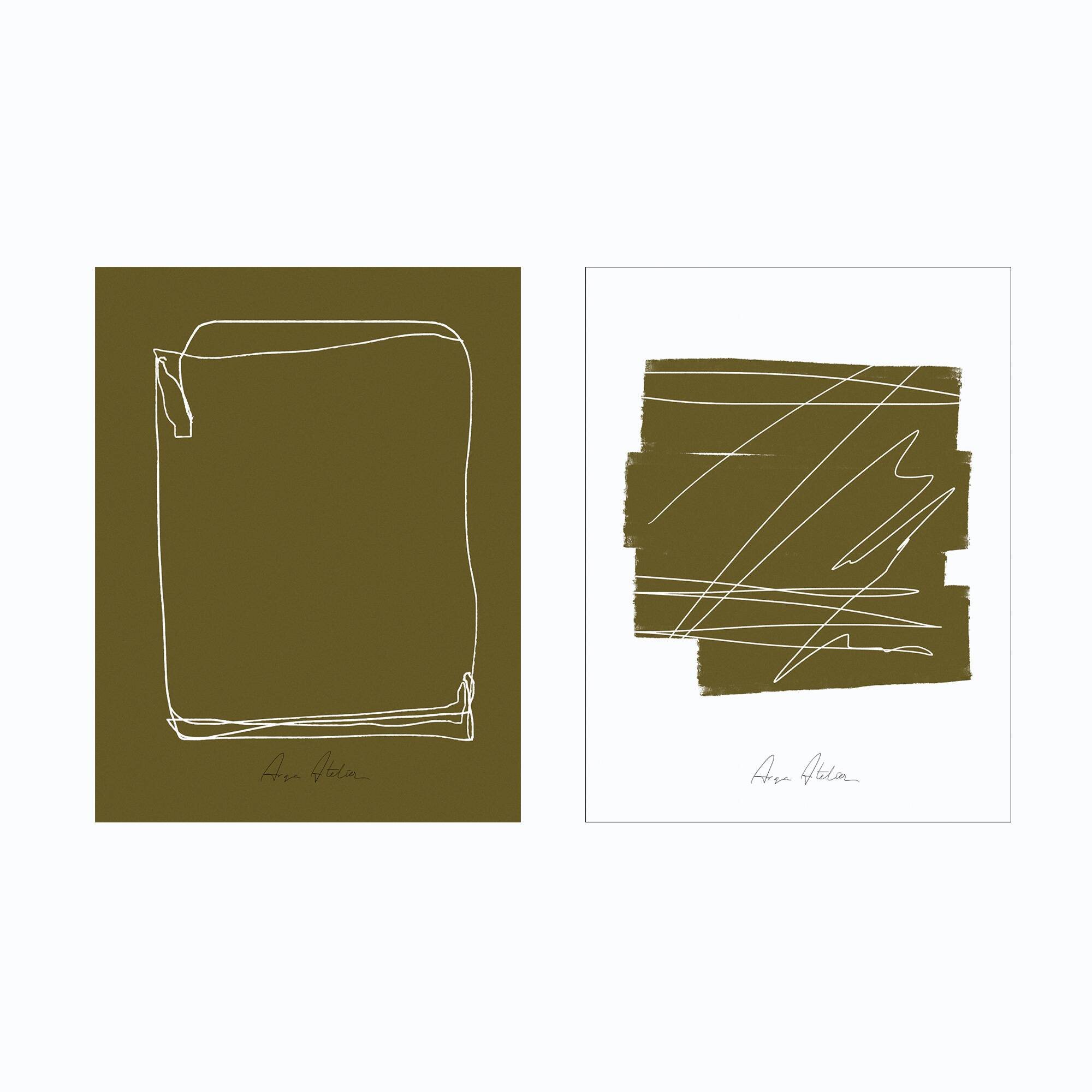 Pair of giclee prints, abstract wall art set of two, 50x70cm