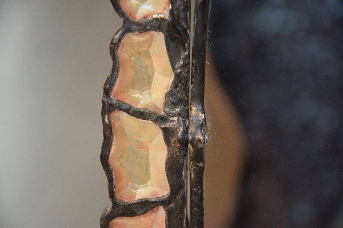 Tinted glass and lead mirror