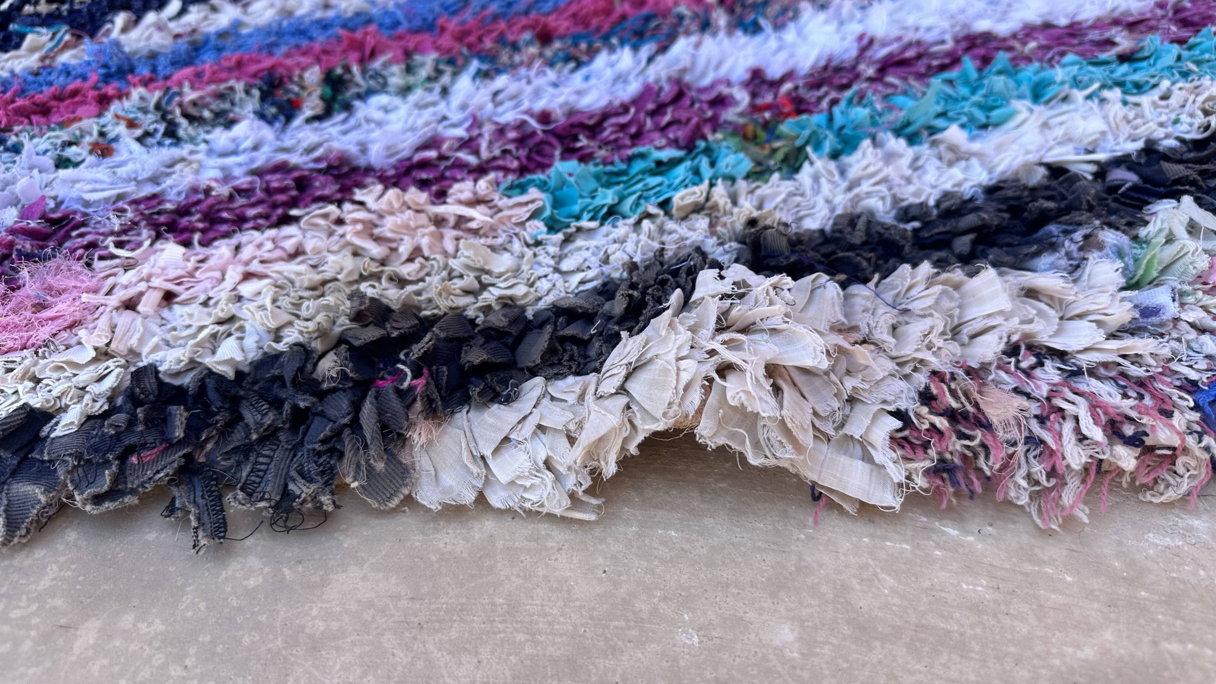 Moroccan carpet boucherouite colored - 94 x 202 cm