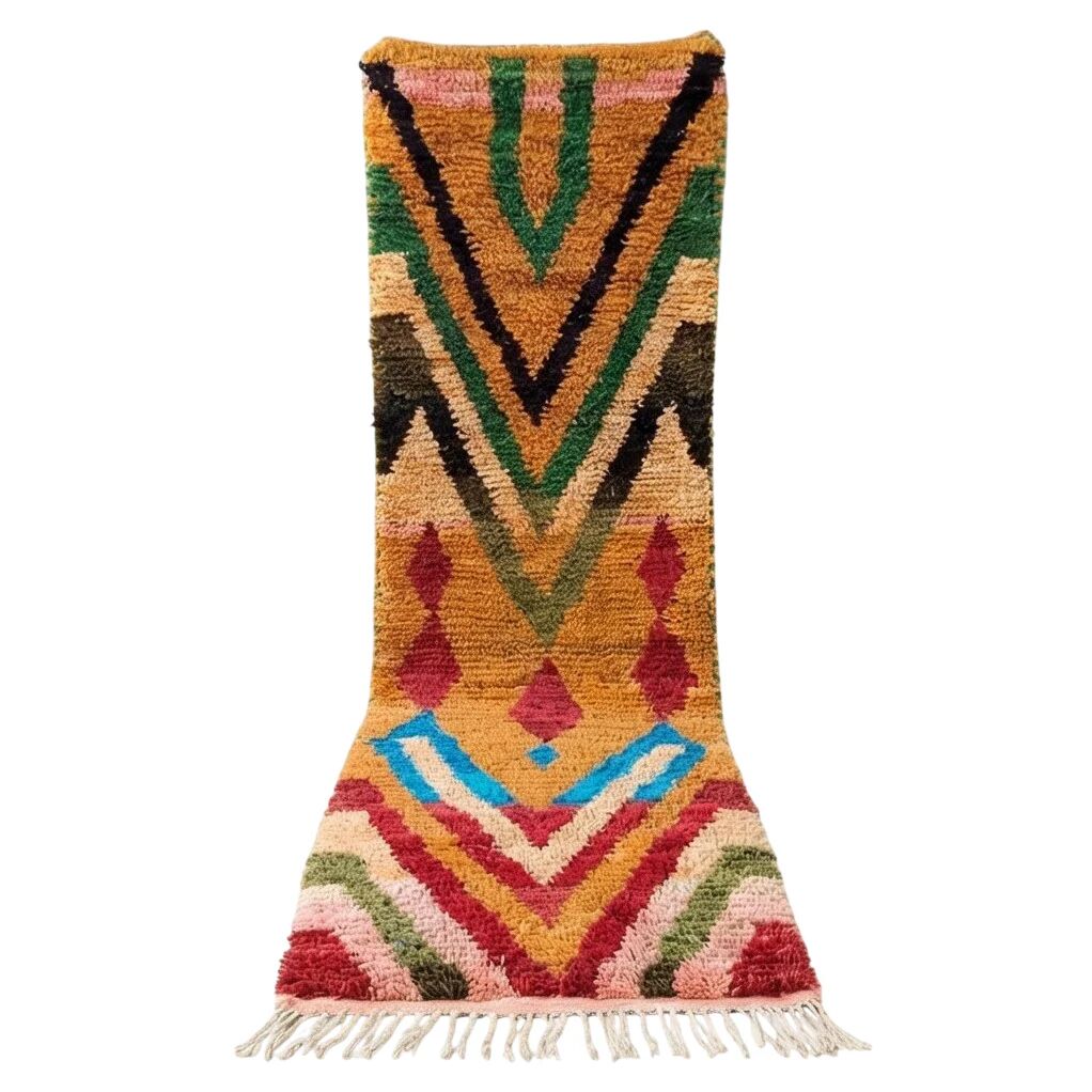 Bright red Berber hallway rug Boujad 75 x 280 cm