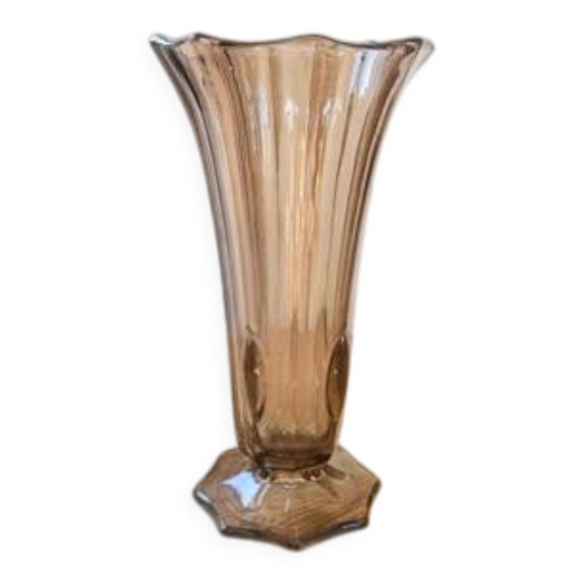 Vintage smoked glass Art Deco vase