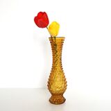 Amber glass vase, diamond tip, vintage