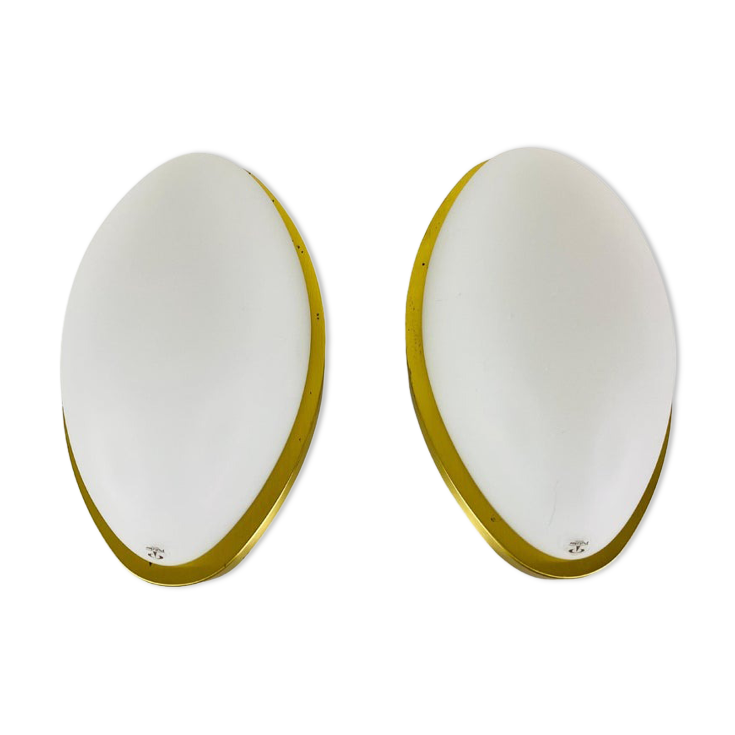 Pair of opaque glass wall lamps by Peill & Putzler, 1970, Germany