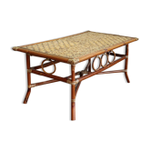 Table basse en bambou et rotin