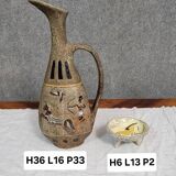 Atelier Garnier pottery: large pitcher with Lascaux decorations + André bowl