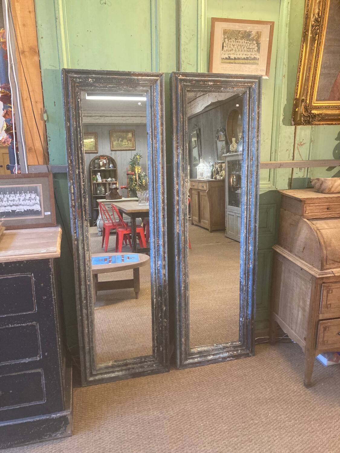 Old large entrance mirror with beautiful patina