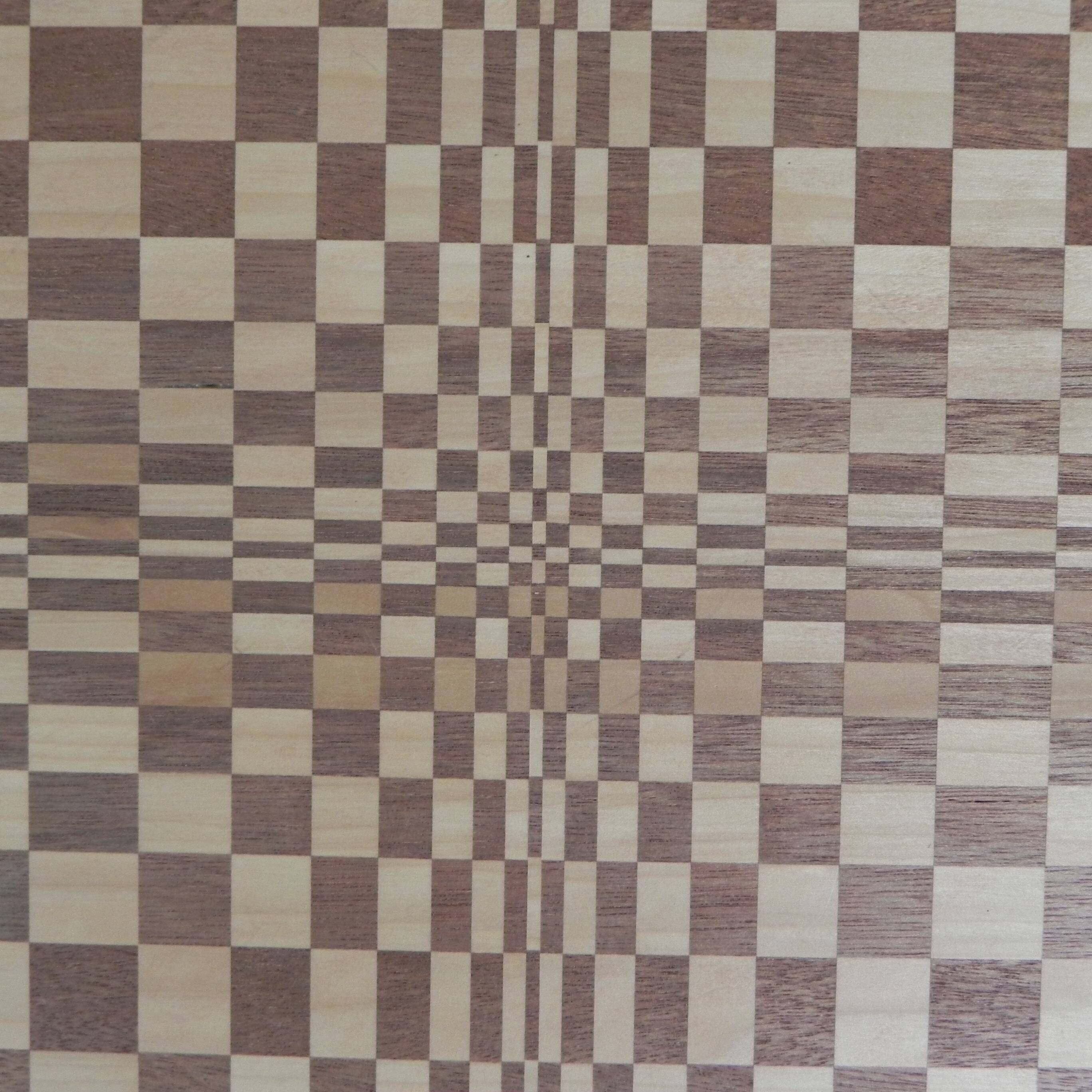 Coffee table made from hundreds of wooden blocks in a psychedelic pattern, 1990s.