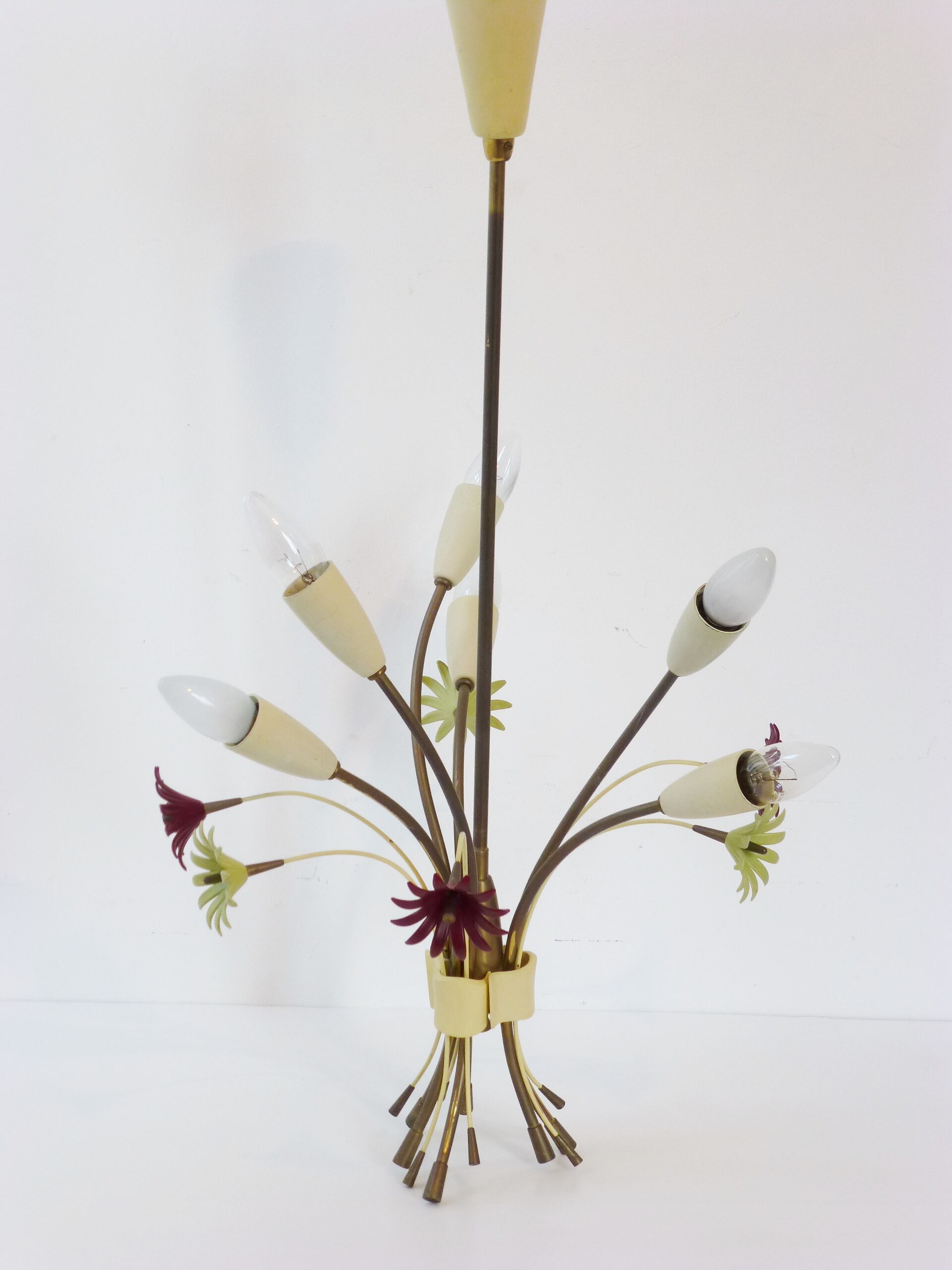 Superbe plafonnier bouquet de fleurs années 50 vintage design 50's rockabilly lamp